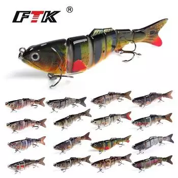 FTK 1 шт., 6 секций, жесткая тонущая приманка для рыбалки на окуня, вес 22 г, длина 122 мм