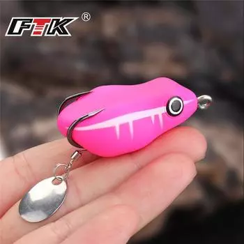 FTK 1 шт., длина 7,6 г, длина 7 см, шланг для приманки для лягушки, пластиковая приманка с верхним крючком Waterray, 3d искусственные лягушачьи глаза 1