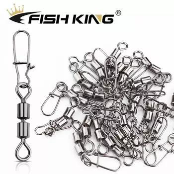 FTK 50 шт. аксессуары для рыбалки на щуку соединительный штифт подшипник роликовый вертлюг из нержавеющей стали оснастка рыболовный крючок приманка вертлюги снасти 6#-30mm-9Kg
