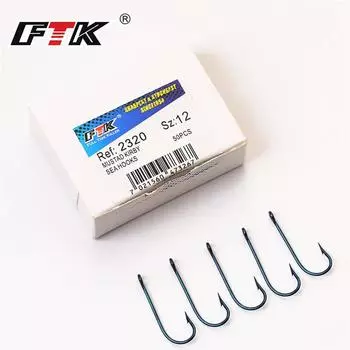 FTK 50 шт. рыболовный крючок аксессуары для ловли карпа нахлыстом кольцевой крючок из высокоуглеродистой стали с колючим крючком Size10