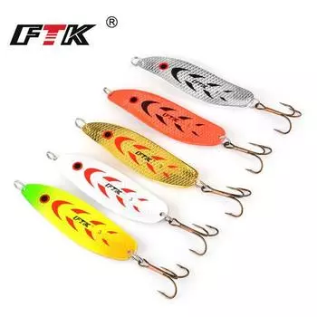 FTK 5 шт., 10,5 см-12 см, 20 г-30 г, металлическая жесткая приманка, рыболовный тройной крючок, рыболовные снасти, приманка для лосося, окуня, искусственные рыболовные снасти 20G-001#-5PCS