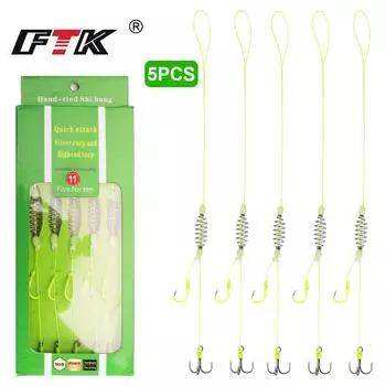 FTK 5шт рыболовные крючки рыболовные крючки для лески карповые крючки карповые рыболовные крючки кормушки для карповой ловли 1#