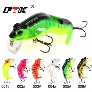 FTK Рыболовная приманка для окуня Minoow Crankbait Frog Снасти для морской рыбалки Вес 8 г Длина 60 мм Глубина 1 м 001