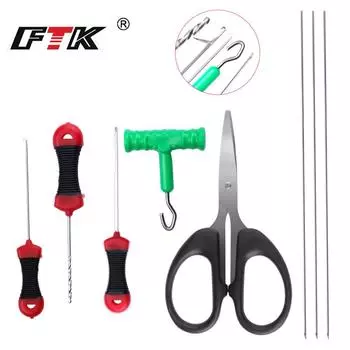 FTK Рыболовные ножницы из нержавеющей стали с титановым покрытием, режущие полиэтиленовые плетеные лески, режущий слой, инструменты для ловли карпа, аксессуары красный