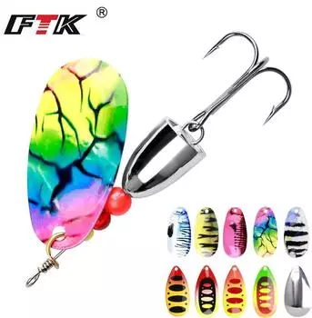 FTK Spinner Bait 4.1g 4.6g 7.4g 10.8g 12.5g Ложки для ловли щуки, металл с тройными крючками, искусственная приманка для ловли окуня 1