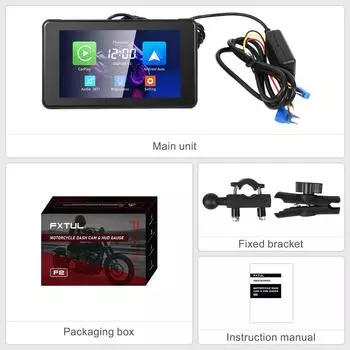 FTUL F2 5-дюймовый мотоциклетный видеорегистратор и датчик HUD IP67 водонепроницаемая камера дисплей портативная навигация проводной Android Auto United States