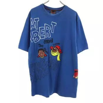 FUBU RUSSELL ALBERT вышивка Футболка с коротким рукавом XL синяя Мужская Б/У