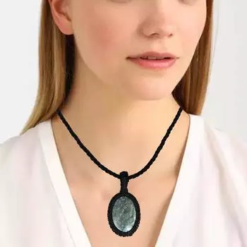 Fuchsite Gemstone Holloween Gifted Jewelry Macrame Подвесное ожерелье 20-32 дюйма
