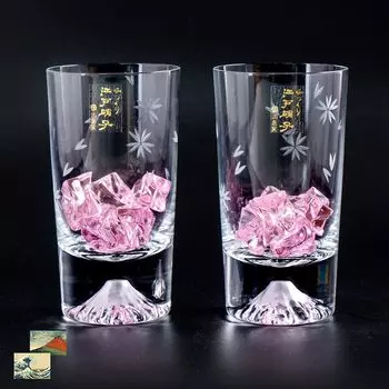 Фудзи Тадзима Стеклянный Мини-стакан Cherry Blossom Набор из пары бокалов Сувенир Гран-При Бокал Эдо Эдо Кирико Виски Саке Пиво День 60-летия Брак