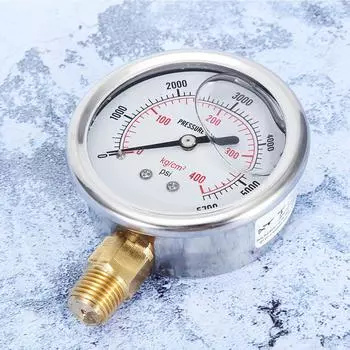 Fuel Pressure Gauge 05700PSI Liquid Filled Pressure Gauge Hydraulic Liquid Filled Fuel Pressure Gauge 05700 PSI US Thread