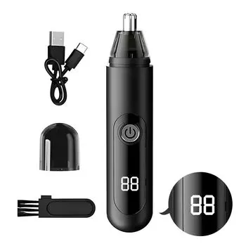 FUF Носовая машинка для стрижки волос для мужчин Инновационный ЖК-дисплей оставшегося заряда Большая емкость и функциональность Триммер для волос в ушах и носу Низкий уровень шума Компактный Портативный