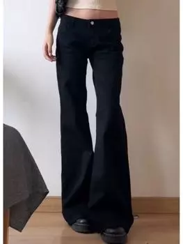 FUIV 2024 Черные широкие брюки с принтом и высокой талией S [80-100 kg]