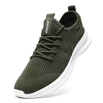 Fujeak Ultralight Plus Size Footwear Anti-slip Running Shoes for Men Casual Breathable Mesh Sneakers Solid Colour Men s Shoe 40 черный белый