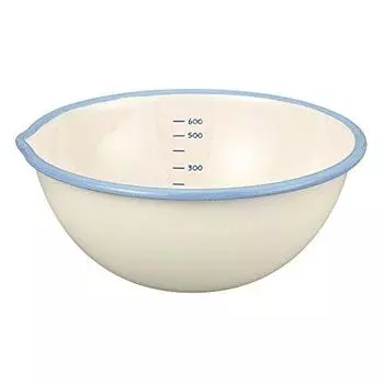 Fuji Enamel Fuji Enamel BM-15B W Single Mouth Bowl, 5.9 inches (15 cm), 0.5 L., Hollow Graduation, White