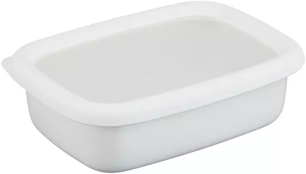 Fuji Enamel Мелкий контейнер для хранения S с контейнером Freezer Conte белого цвета, Размер, 0,39 л, Банка, Крышка, IH, Духовка, Совместимый, KE-S LW, белый