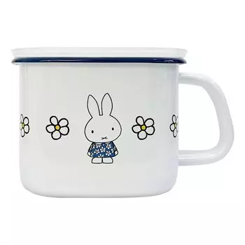 Fuji Enamel Miffy Blue Flower Square Miso with for Miso and Seasoning Storage Pot, 1.2L, Lid,
