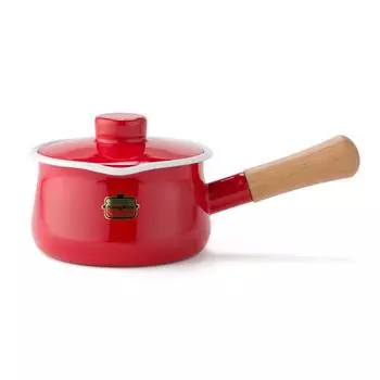 Fuji Enamel Milk Pan Red 15cm Solid SD-15M R