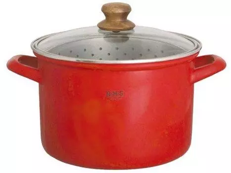 Fuji Enamel Pasta Pot BMS 22cm Red (5.6L) BMP-22P-R