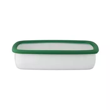 Fuji Enamel Shallow Square Container Konte L Moss Green KE-L/MG