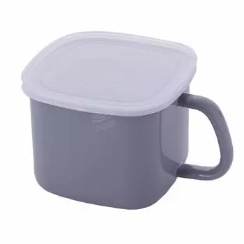 Fuji Enamel Storage Container Square Miso Pot Airtight Lid Light Gray C-KP.LG