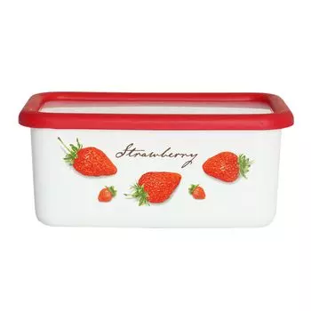 Контейнер Fuji Enamel Клубничный глубокий квадратный M 1,1 л STB-DM белый