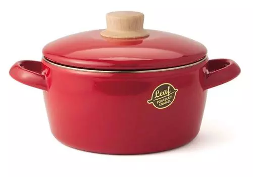 Fuji Enamel Two Hand Pot Casserole 20cm RLF-20W красный