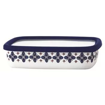 Fuji Horo Storage Container Shallow Enamel Square Container M Size Canister with Lid Cukka Navy N CU-M