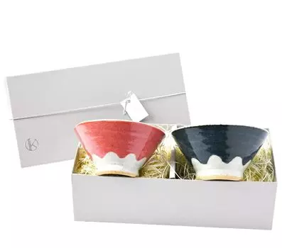 Fuji rice bowl large and small pair set with gift box K-ai Mt.