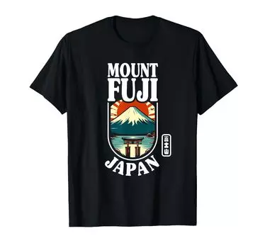 Fuji Япония Fuji Fuji Японский сувенир с кандзи Mt. Монтана. Монтана. Футболка чёрный