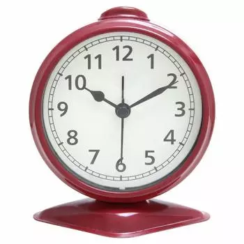 Fujiboeki Table Clock Red Width Table Alarm 99084 9.7cm
