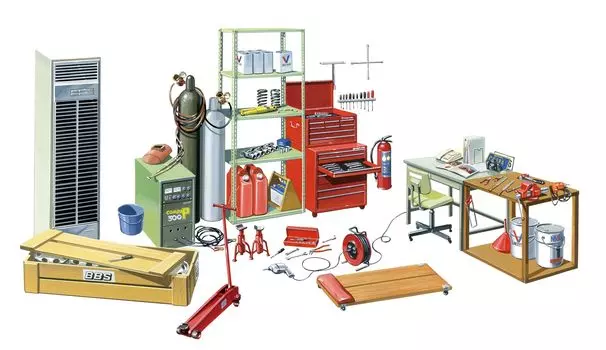 Fujimi Model Garage Tools Series Гараж 1/24 и № 1 GT-1 серый