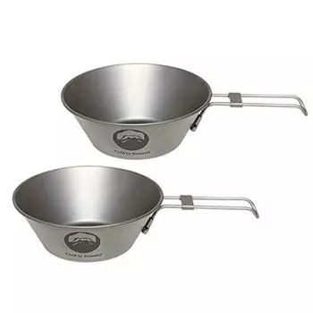 Fujimi Sangyo Field to Summit Titanium Shera Cup 300 мл Набор из 2 чашек, мисок, столовая посуда для открытого огня, кемпинга, легкая плита со складной ручкой серебряный