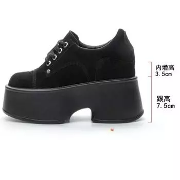 Fujin 11 см новые туфли-лодочки из искусственной замши модные удобные весенне-осенние кроссовки из микрофибры на толстой подошве женские туфли на платформе и танкетке 33 чёрный