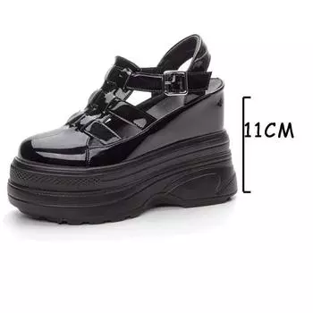 Fujin 2024, повседневные туфли-лодочки из лакированной натуральной кожи с дышащей пряжкой и пряжкой на платформе, на массивном каблуке, летние ботильоны, туфли Мэри Джейн 33
