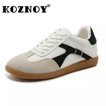 Fujin 2.5cm Genuine Leather Women Flats Loafer High Brand Platform Fashion Autumn Vulcanize Summer Spring Chunky Sneakers Shoes 35 белый