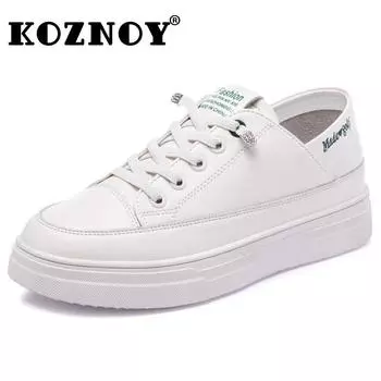 Fujin 3,5 см коровья натуральная кожа женские толстые кроссовки мокасины осенние вулканизированные туфли на платформе высокого бренда летние весенние туфли 35 бежевый