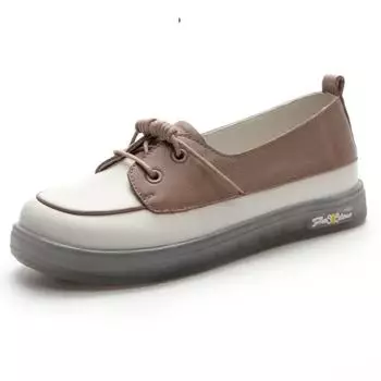 Fujin 3 см 2024 г. Натуральная коровья кожа Удобные ретро эргономичные осенние мягкие туфли на плоской подошве для отдыха Мокасины Оксфорды Этническая женская обувь 35 коричневый