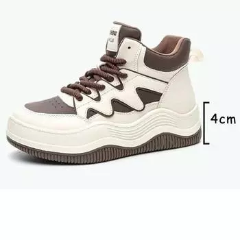 Fujin 4 см натуральная кожа массивные кроссовки мокасины женские платформа высокого бренда зимние плюшевые весенние теплые осенние ботильоны обувь 35 чёрный