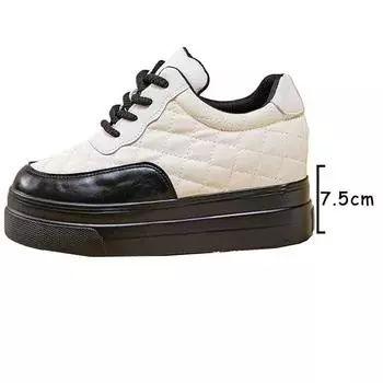 Fujin 7.5 см Мотоциклетные Кроссовки на толстой подошве Весенние Ботильоны из плетеной кожи Ботильоны на платформе и танкетке Женские Модные Туфли Осень 31 чёрный