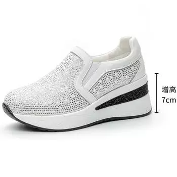 Fujin 7 см Air Mesh Microfiber Leather Platform Wedge Women Bling Autumn Hidden Heels Chunky Sneakers Spring Fashion Boots Shoes 34 чёрный