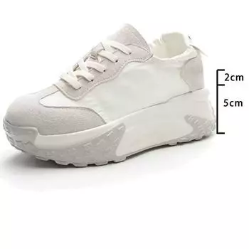 Fujin 7 см джинсовая ткань, замша, натуральная кожа, платформа на танкетке, удобные ботинки на плоской подошве, дышащие женские массивные кроссовки, летняя обувь 33 бежевый