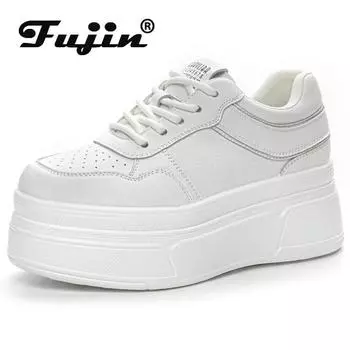 Fujin 7 см из микрофибры на платформе, скейтборд на толстой подошве, весенне-осенние модные массивные кроссовки, белая повседневная удобная обувь