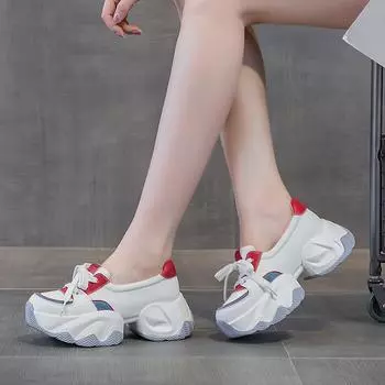 Fujin 7 см мокасины полые модные женские сандалии обувь плетеная коровья натуральная кожа платформа танкетка балетки удобные летние тапочки на шнуровке 33 красный