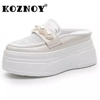 Fujin 8,5 см синтетическая лакированная кожа на платформе, тапочки на танкетке, женские модные сандалии, массивные кроссовки, римские туфли-лодочки, летняя обувь