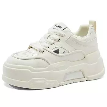 Fujin 8,5 см синтетическая натуральная кожа весна-осень сапоги смешанные цвета массивные кроссовки женские удобные вулканизированные туфли высокого бренда 34 белый