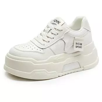 Fujin 8,5 см натуральная кожа кроссовки туфли-лодочки теплые меховые модные кроссовки женские весенние туфли на платформе с танкеткой скрытый каблук осенние туфли 34 белый