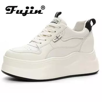 Fujin 8 см из натуральной кожи, женские летние зимние плюшевые сандалии на платформе, вулканизированные массивные кроссовки для отдыха, весна-осень 34