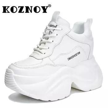 Fujin 8 см синтетические массивные кроссовки из коровьей кожи на платформе, кожаные осенне-весенние ботинки на танкетке, женская модная обувь высокого бренда