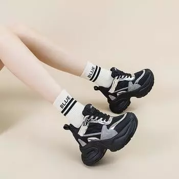 Fujin 8 см воздушная сетка синтетическая кожа женская повседневная вулканизированная обувь на платформе танкетке летняя обувь для скейтбординга высокие каблуки бренда 34 бежевый