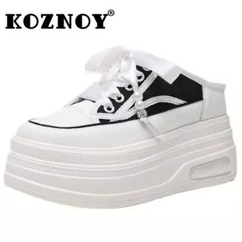 Fujin 8cm 2024 Air Mesh PU Synthetic Slip on Platform Wedge Slipper Women ROME Pumps Summer Fashion Sandal Chunky Sneakers Shoes